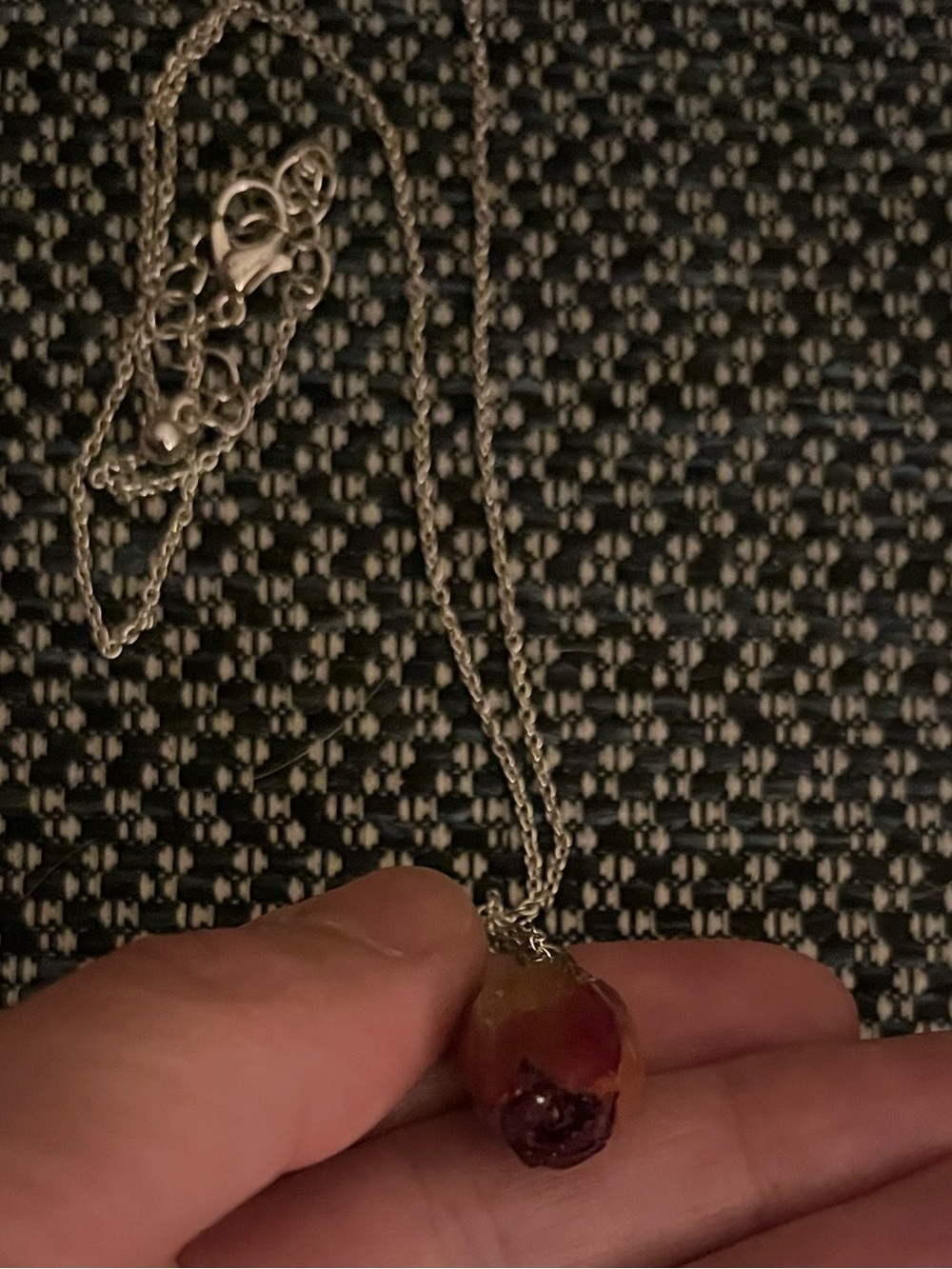 REAL Preserved Rosebud Pendant Necklace with Silver Chain - Picture 10 of 11
